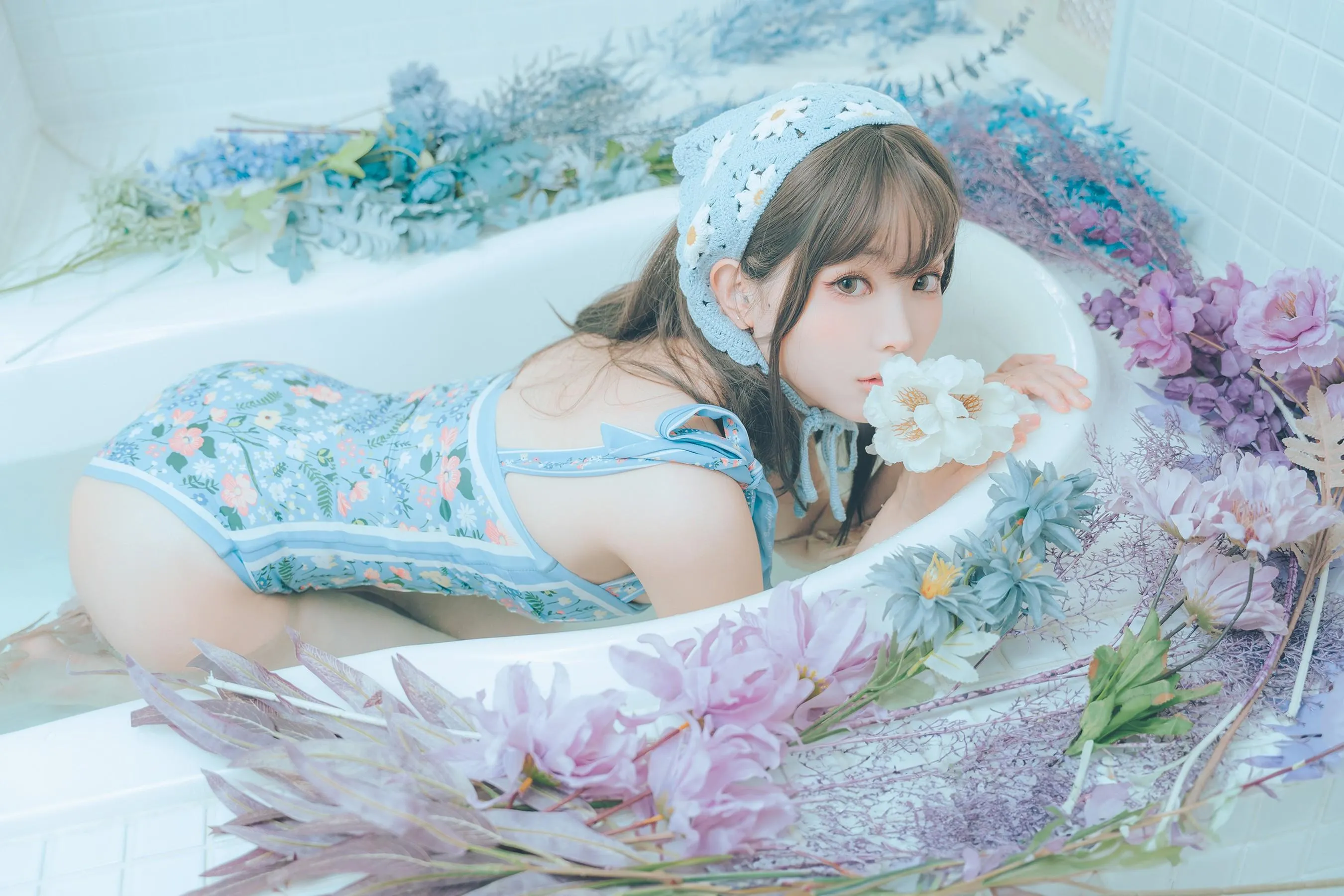 ElyEE子 – NO.122 2023.august D-復古水藍花 Vintage Aqua Blossom [39P]插图7